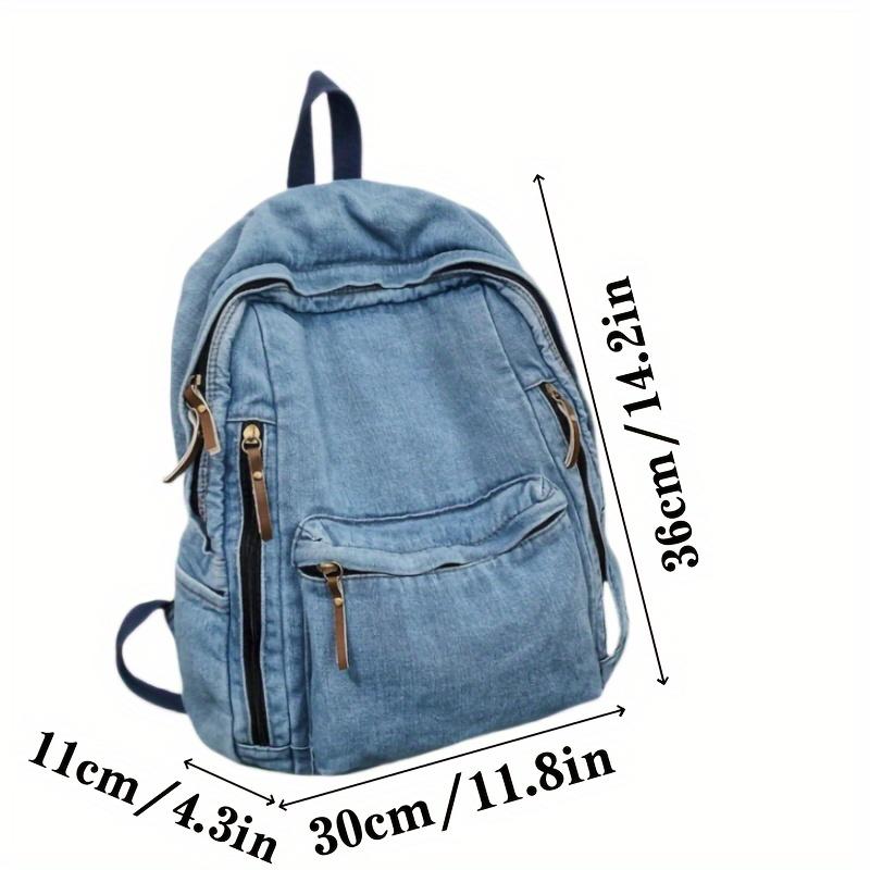 Fashionable Denim Canvas Backpack for Women Adjustable Straps Resistant Zip Closure Ideal for Students Relaxed Style Travel Backpack Commuting Style