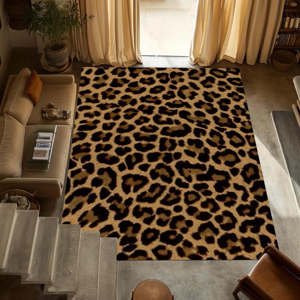 Leopard Print Soft Area Rug Non Slip Decorative Floor Mat for Living Room Bedroom Kids Playroom Multiple Color Options 40X60cm