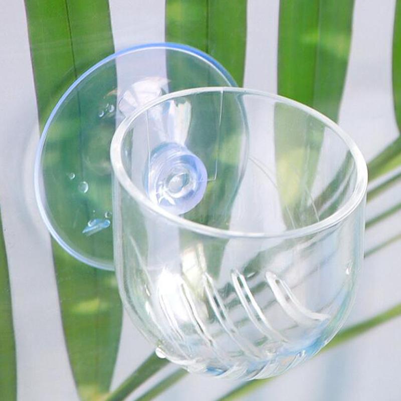 Fish Tank Red Worm Feeder Cup Aquarium Decoration Plant Pot with Suction Holder Earthworm Feeding Water Grass Landscaping Cup