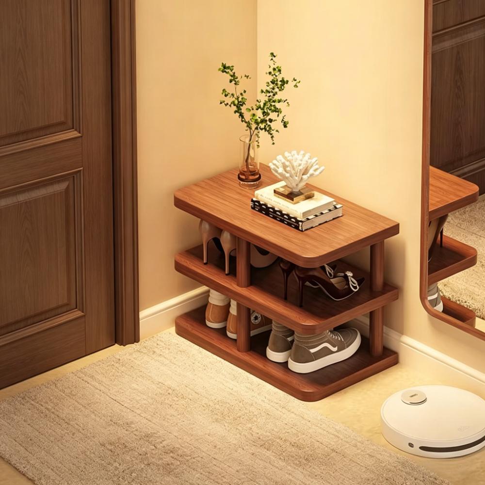 

Wood Shoe Rack Multi-Tier Entryway Storage Shelf Sturdy Narrow Floor Organizer Space-Saving Storage for Home Hallway Room