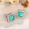 Fashion Female Earrings  Sterling SIlver Square Inlaid Cubic Zircon Earrings for Women Promise Wedding Statement  Gift