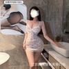 Underwear lace hollow deep V hip skirt sexy perspective mesh floral suspender nightdress