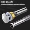 1Pcs Durable Thickened Bathroom Sink Drain Stop Silver Siphon Sink Drain Strainer Sink Plug Washbasin Pipe