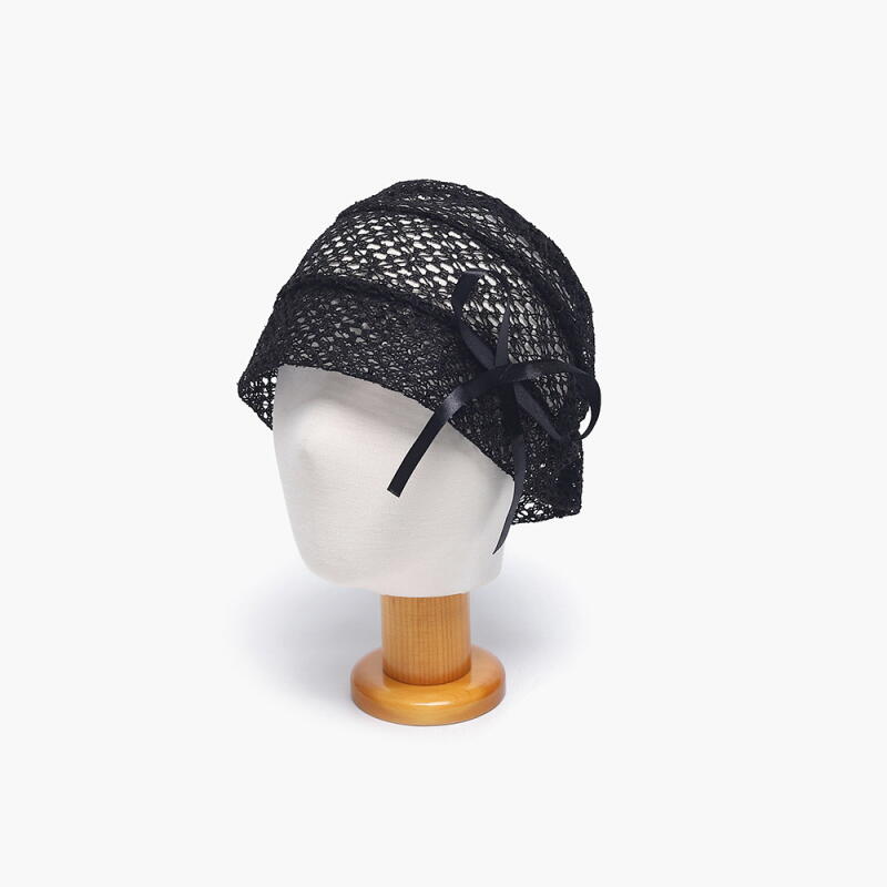 Женский образ для отпуска: Плиссированная сетчатая шапка C7999_Black