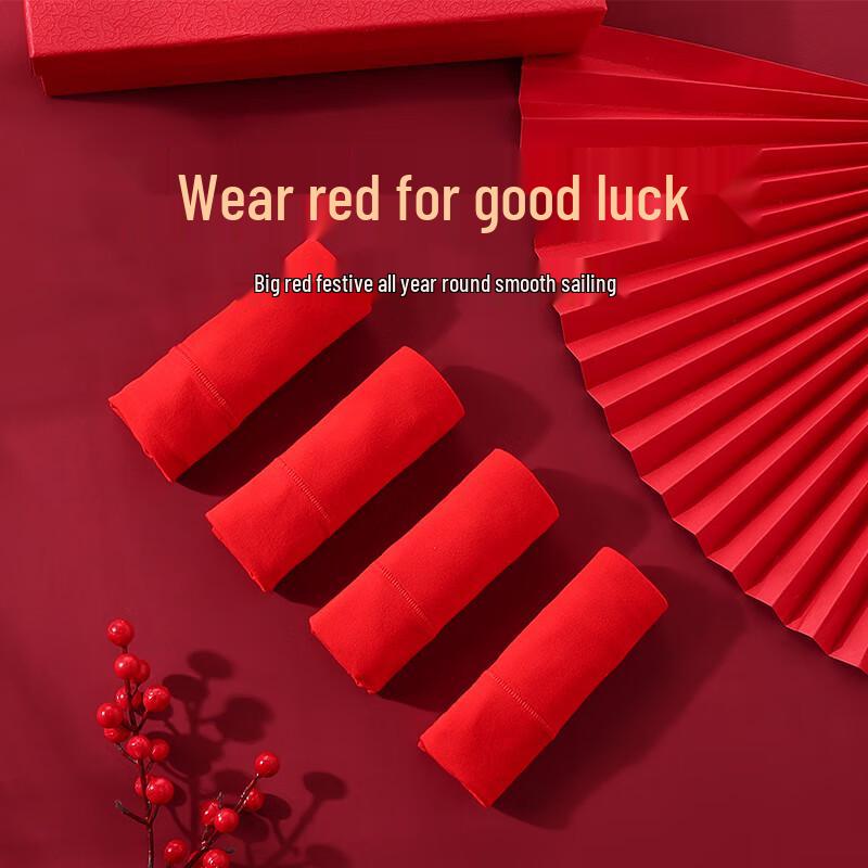 Langsana Women's Red High-Waist Tummy Control Cotton Briefs - 4 Pack