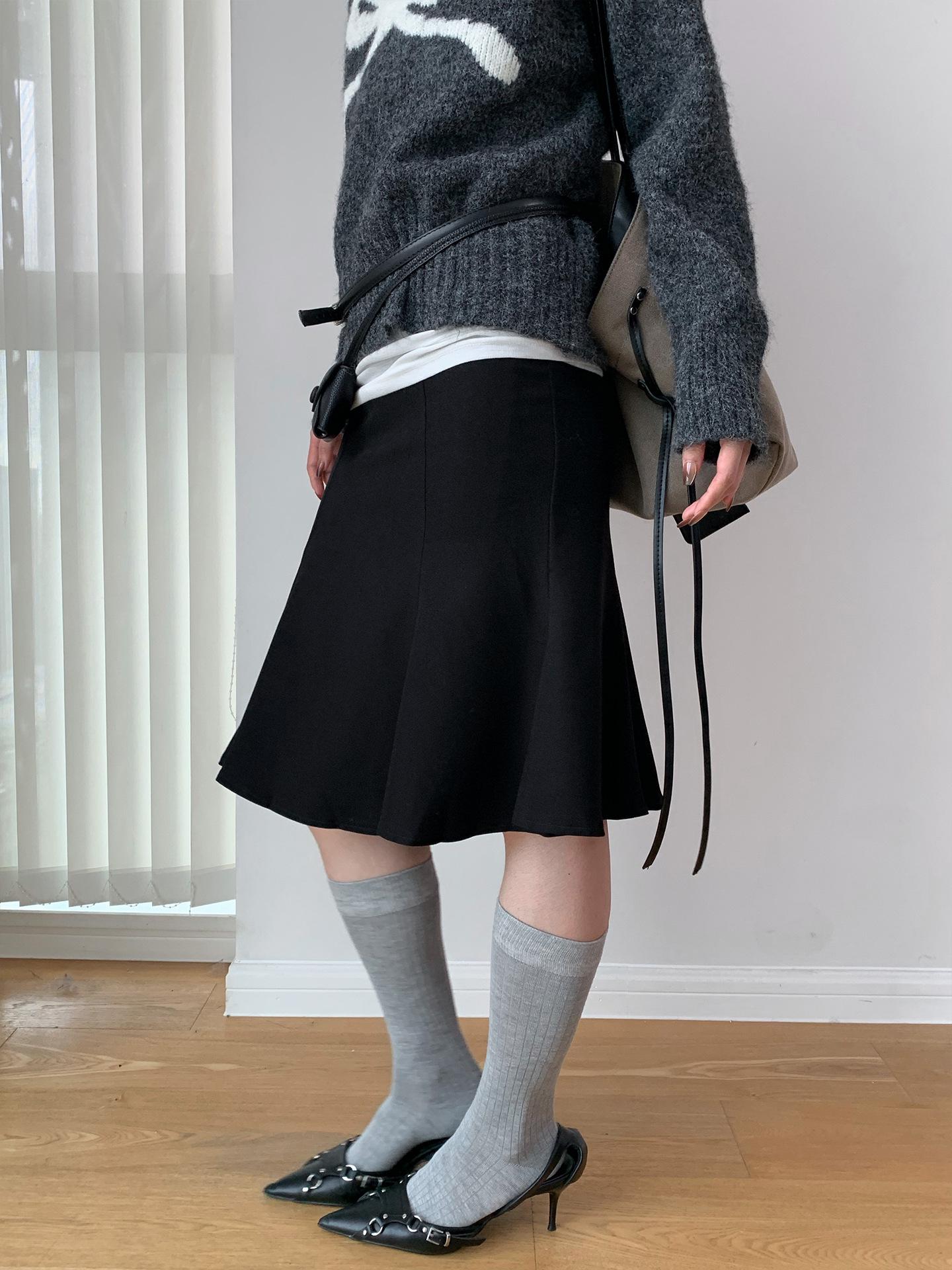 

Dorothy Three-Tone Korean Fishtail Skirt High-Waist Hip-Hugging Versatile Mid-Length Women s Skirt Large чёрный