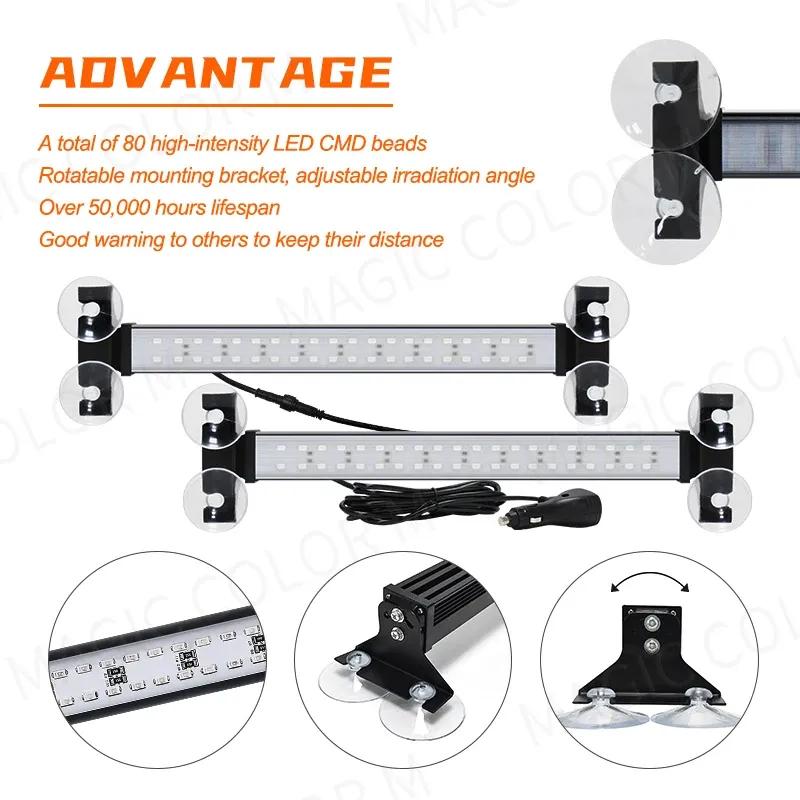 2-in-1 40*2 Bicolor Led Strobe Lights For Auto Emergency Warning Lamp Traffic Advisor Fireman Windshield Bar Flashlight 12V 24V