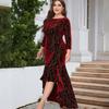 Autumn Women's Plus-size Velvet Dress Three-quarter Sleeve Long Velvet Mermaid Dress