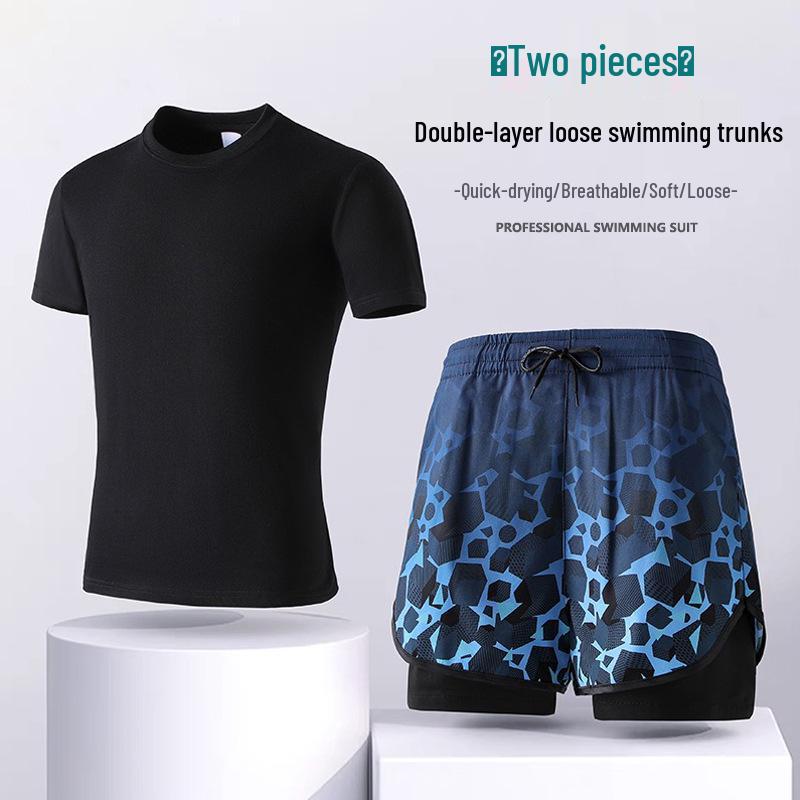 

Ice Degree Men s Plus Size Two-Piece Swim Trunks - Beach & Professional Swimming Anti-Embarrassment Wear 5XL