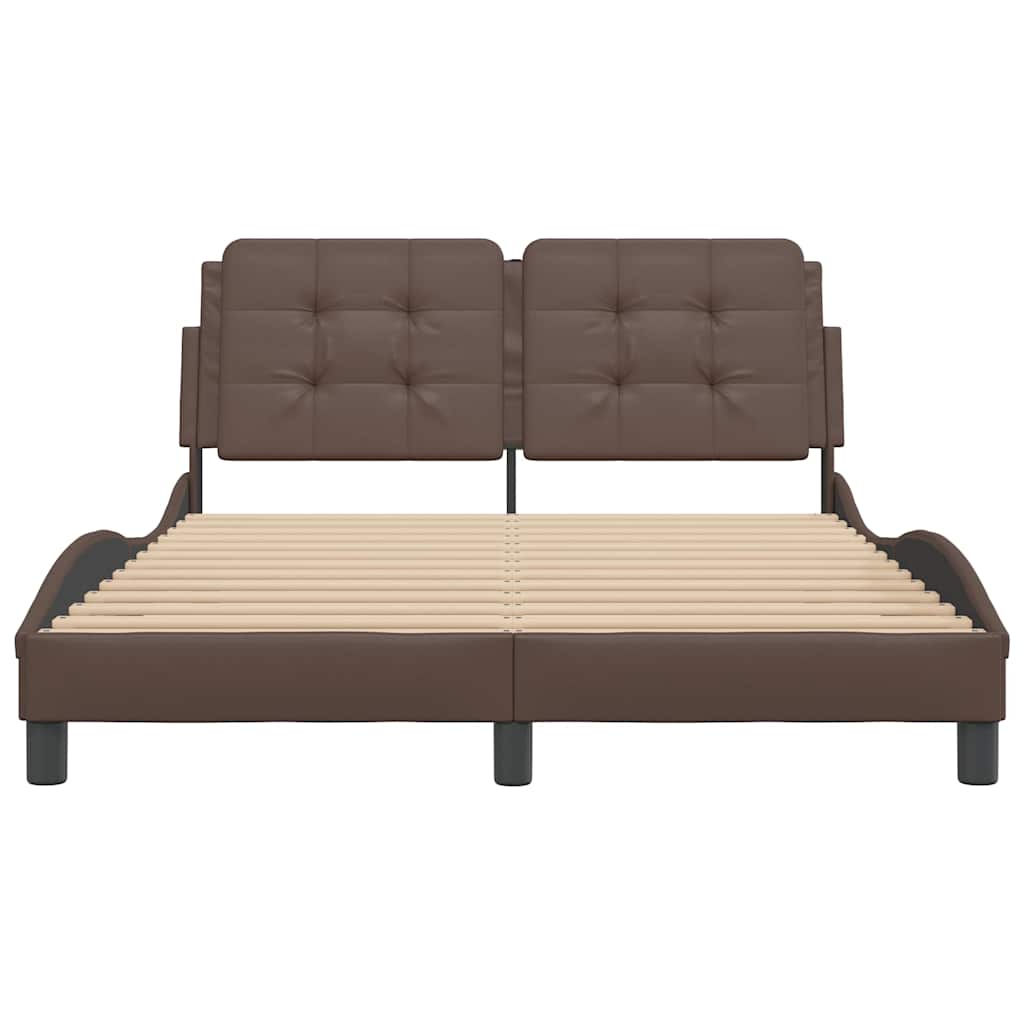 Bed Frame Without Mattress Zadar Brown 120 X 200 Cm Faux Leather
