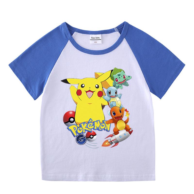 

2023 Pikachu Summer Kids Two-Piece Set: Short Sleeve T-shirt & Shorts 100 cm