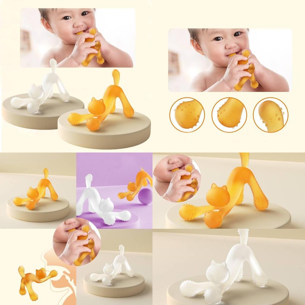 Cute Cat Teething Toy For Babies Made Of Safe Silicone Material