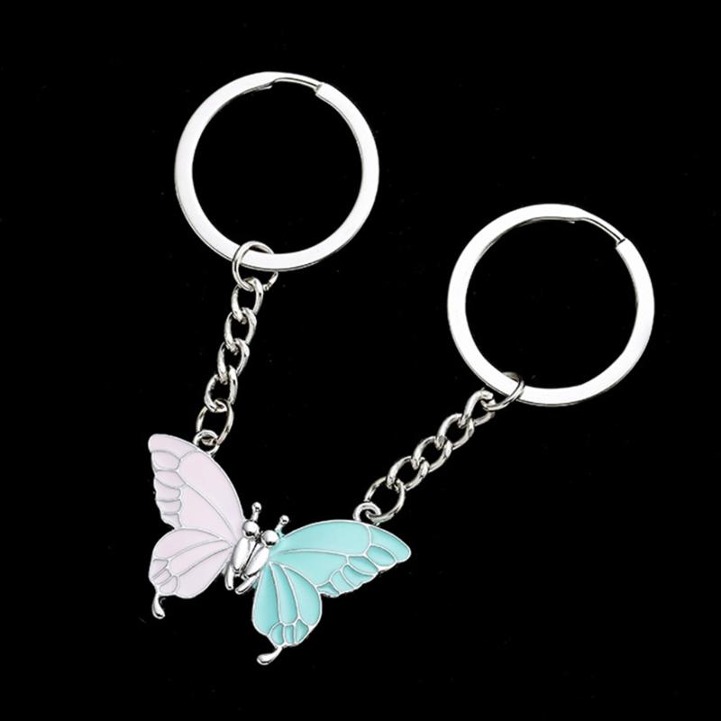 Cute Butterfly Magnetic Keychain Best Friend Key Chain for Women Handbag Car Keyholder Friendship Keyring Jewelry Gift