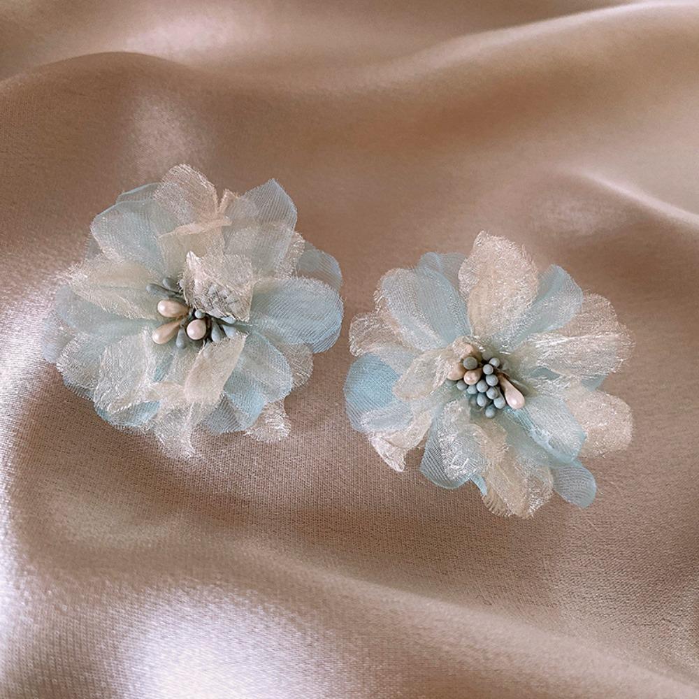 Korean Style Mesh Earrings Fresh Mesh Stud Earrings New Three-dimensional Flower Stud Earrings