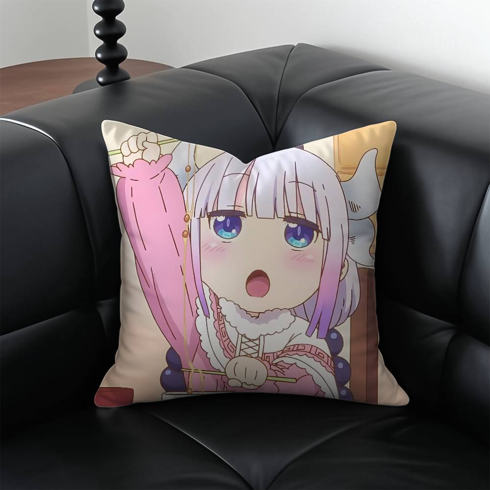 Anime Miss Kobayashis Dragon Maid Pillow Case Antidustmite Pillowcase Invisible zipper silky short plush Sofa cushion cover