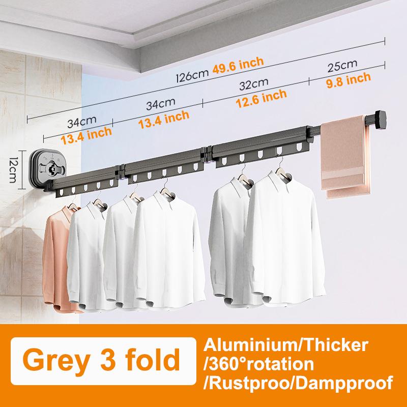Suction Wall Mount Clothes Drying Rack Folding Space Saving Laundry Drying Rack Retractable Dry Racks Wall Mounted