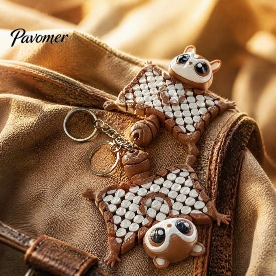 Eichhörnchen Schlüsselanhänger Sammlerstück 3D Gedruckter Fliegender Schlüsselanhänger, Flexibles Fidget Toy mit Gelenkigem Schlüsselring, Tier Rucksackanhänger, Geschenk für Liebhaber Figur