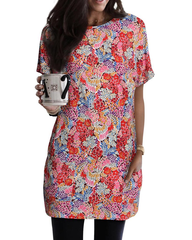 Azura Exchange Boho Flower Print Tunic Top