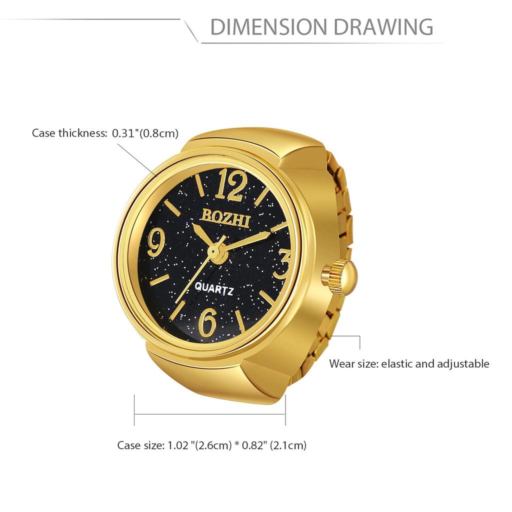 JEWELRYWE Antique Ring Watch Free Size Waterproof Ladies Analog Gold Color Ring Watch Birthday Anniversary Valentine's Day Ring Watch White Day Gift