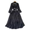 2024 Spring Clothing New Arrival French Fancy Classic Style Western Style Diamond Tassel Pleat and Waisted Long Dress Tide