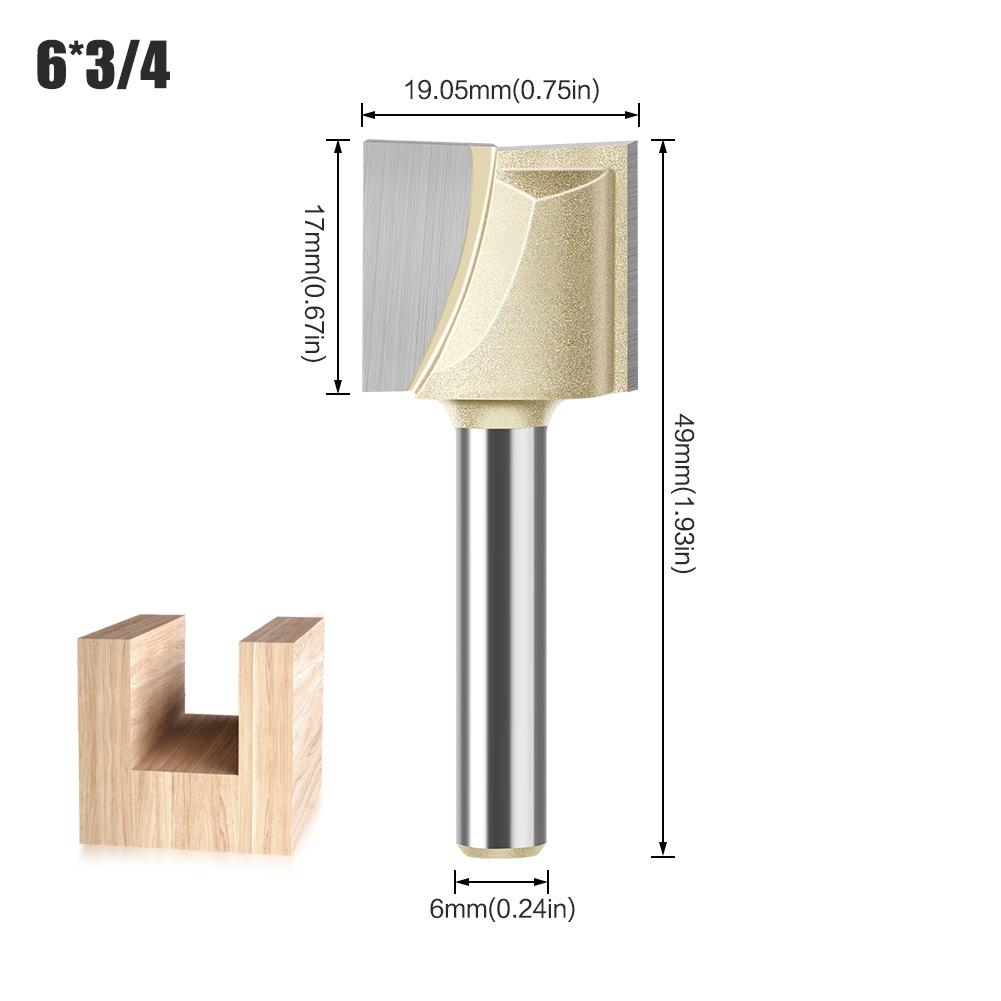 Professional Grade 6 Handle 12 Handle Bottom Cleaning Knife Slotting Knife Flat Bottom Cutter Milling Bottom Engraving Machine Carbide Woodworking