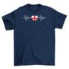 England Football Heart Beat T-Shirt Adults and Kids Euro 2024 Football Fan Tee