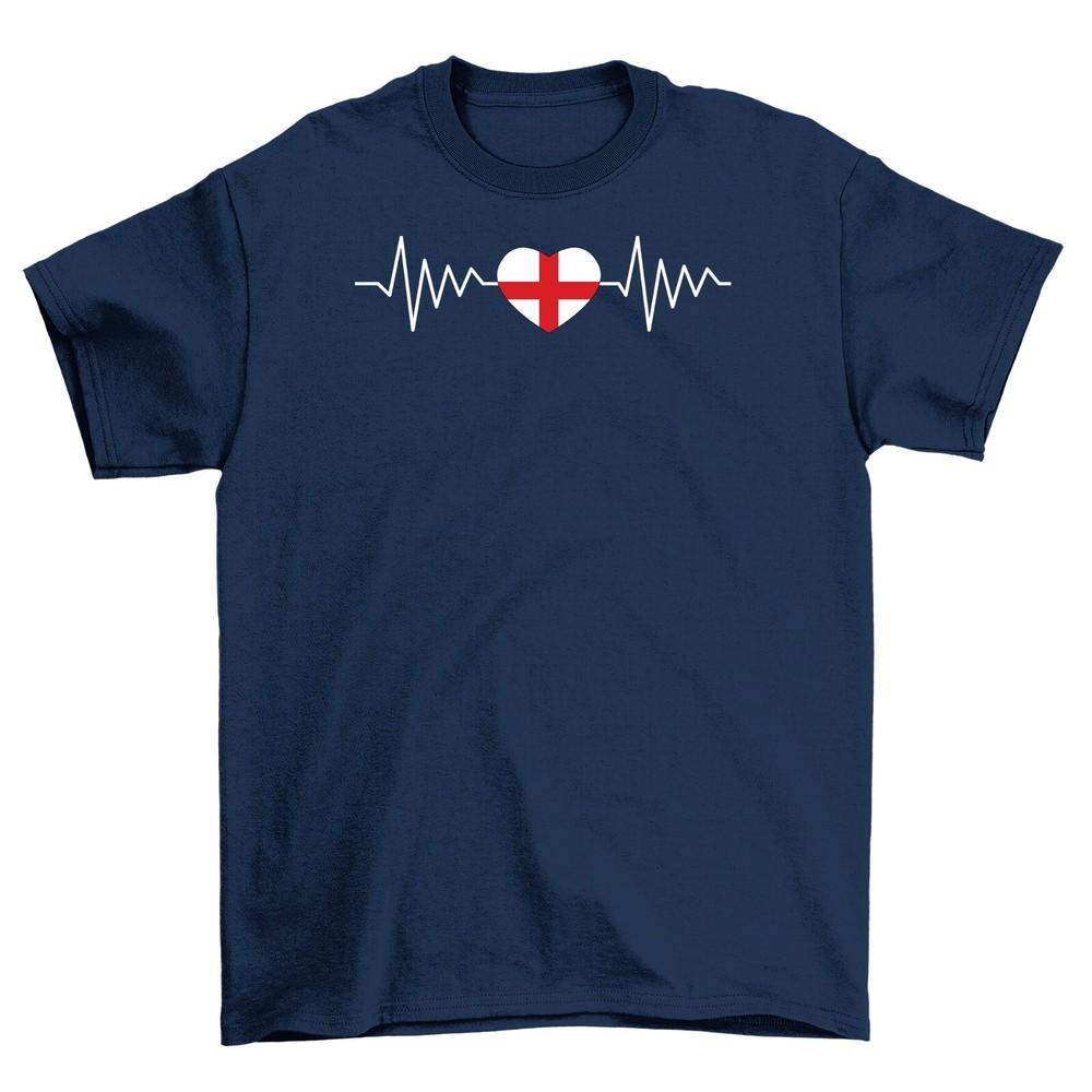 England Football Heart Beat T-Shirt Adults and Kids Euro 2024 Football Fan Tee
