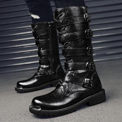 Moda Motosiklet Botları Diz Üstü Botlar Hafif Trend Siyah Botlar Erkek Rahat Ve Sıcak Sonbahar/Kış Taktik Botları