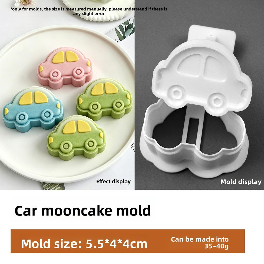 Mooncake Mold Mooncake Press Mold Cartoon Car Mooncake Mould Hand-pressed 3D Mug Bean Baking Mold