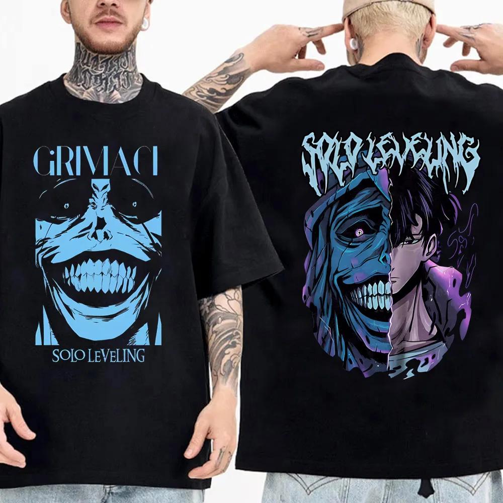 High Quality Soft Tshirt Japanese Anime Solo Leveling T Shirt Men Sung Jinwoo Cartoon Graphic Tees Harajuku Short Sleeve
