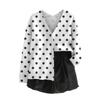 Women's V Neck Top Printing Thickened Plush Cashmere Warm Long Top