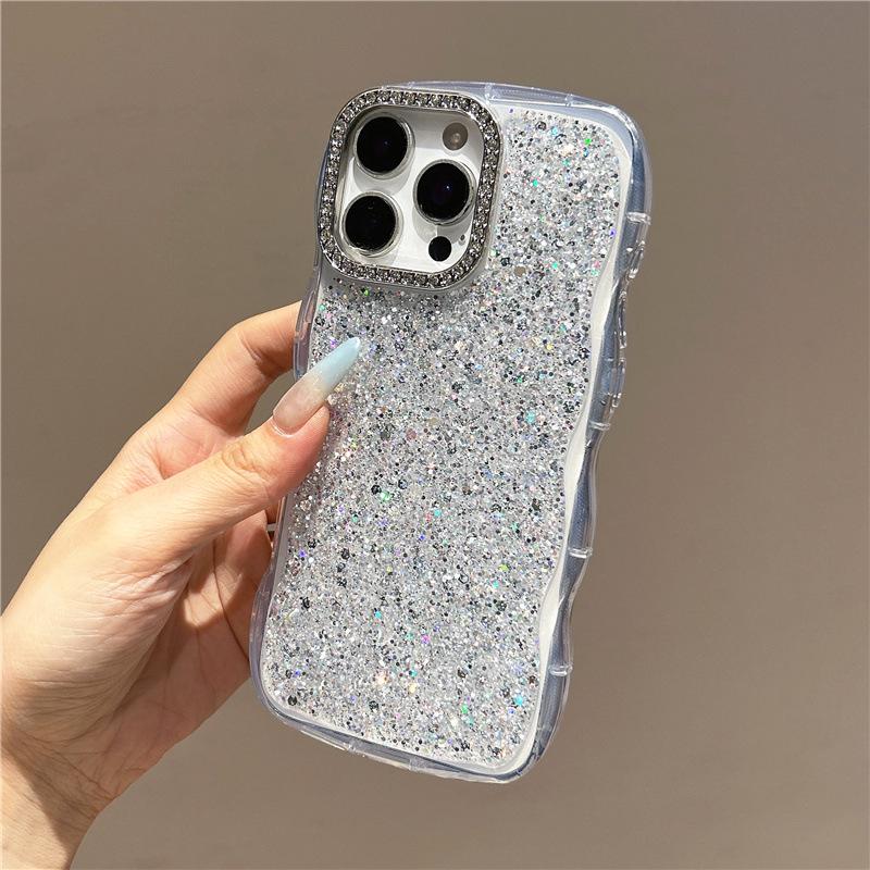 

iPhone 17 Pro Max Glitter Sequin Transparent Case for iPhone 14 Plus, Apple 12, and iPhone 16 with Water Ripple Pattern 16pro