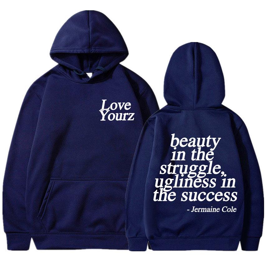J Cole Dreamville Love Yourz Lyrics Print Hooded Vintage Fashion Sweatshirt Men Women Oversized Loose Hoodie Harajuku Streetwear