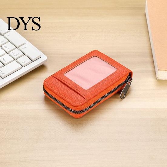 Minimalist Wallet with ID Window Slim Card Wallet, Thin Credit Holder Window, Solid Color Zip Closure Faux Leather Pouch for Cash Cards