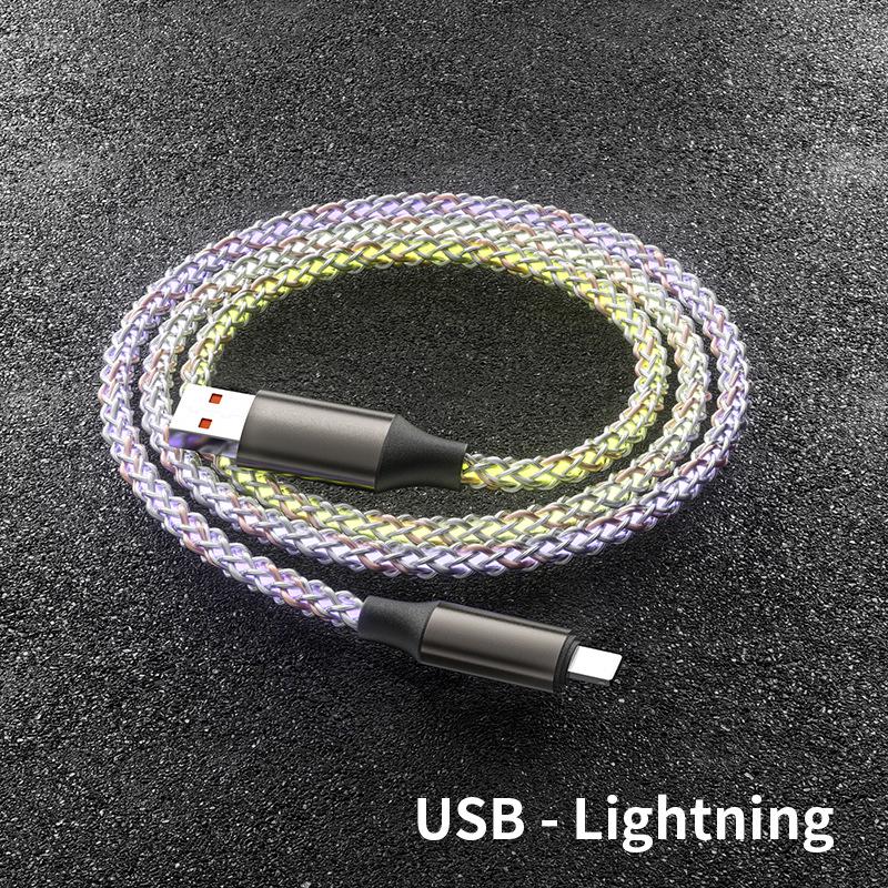 RGB Gradient Fast-Charging Data Cable - 3-in-1 with Running Light