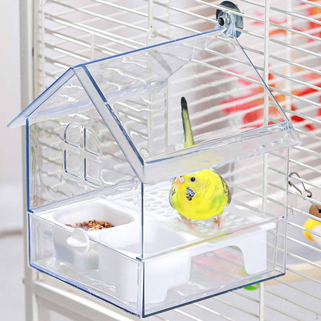 Pull Out External Parrot Feeder Bird Decorative Clear Bath Dish for Outdoor Outside