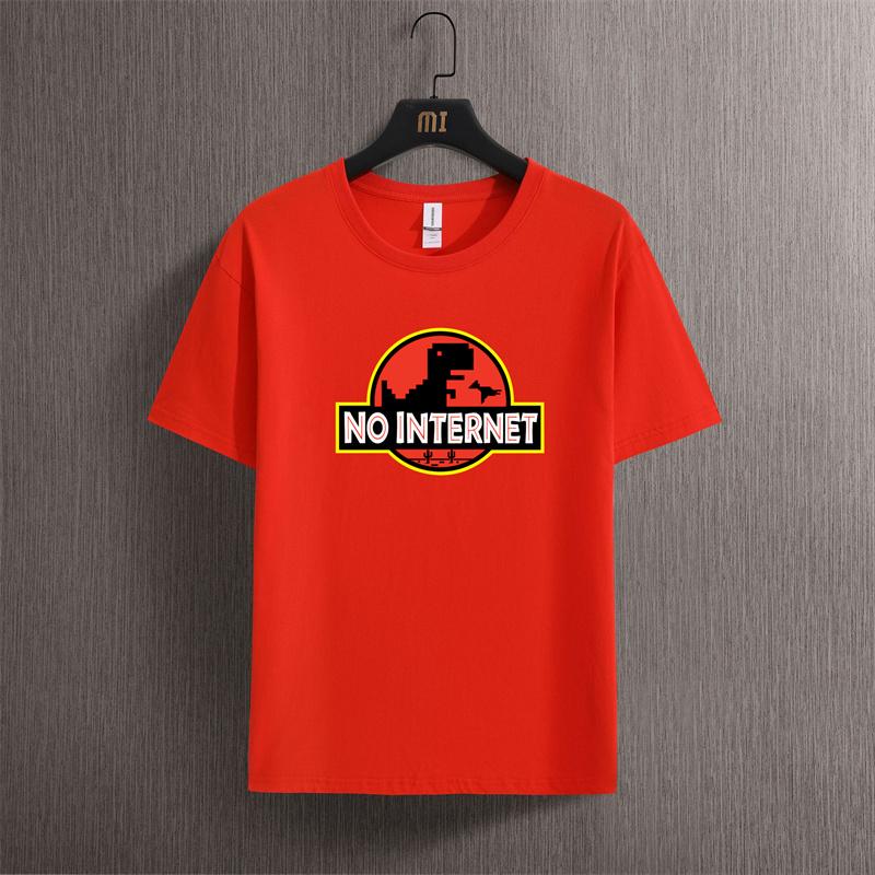 Cartoon Dinosaur tee shirt Printed No internet T shirt men dino tshirt funny Harajuku Tops Jurassic offline park Women's t-shirt