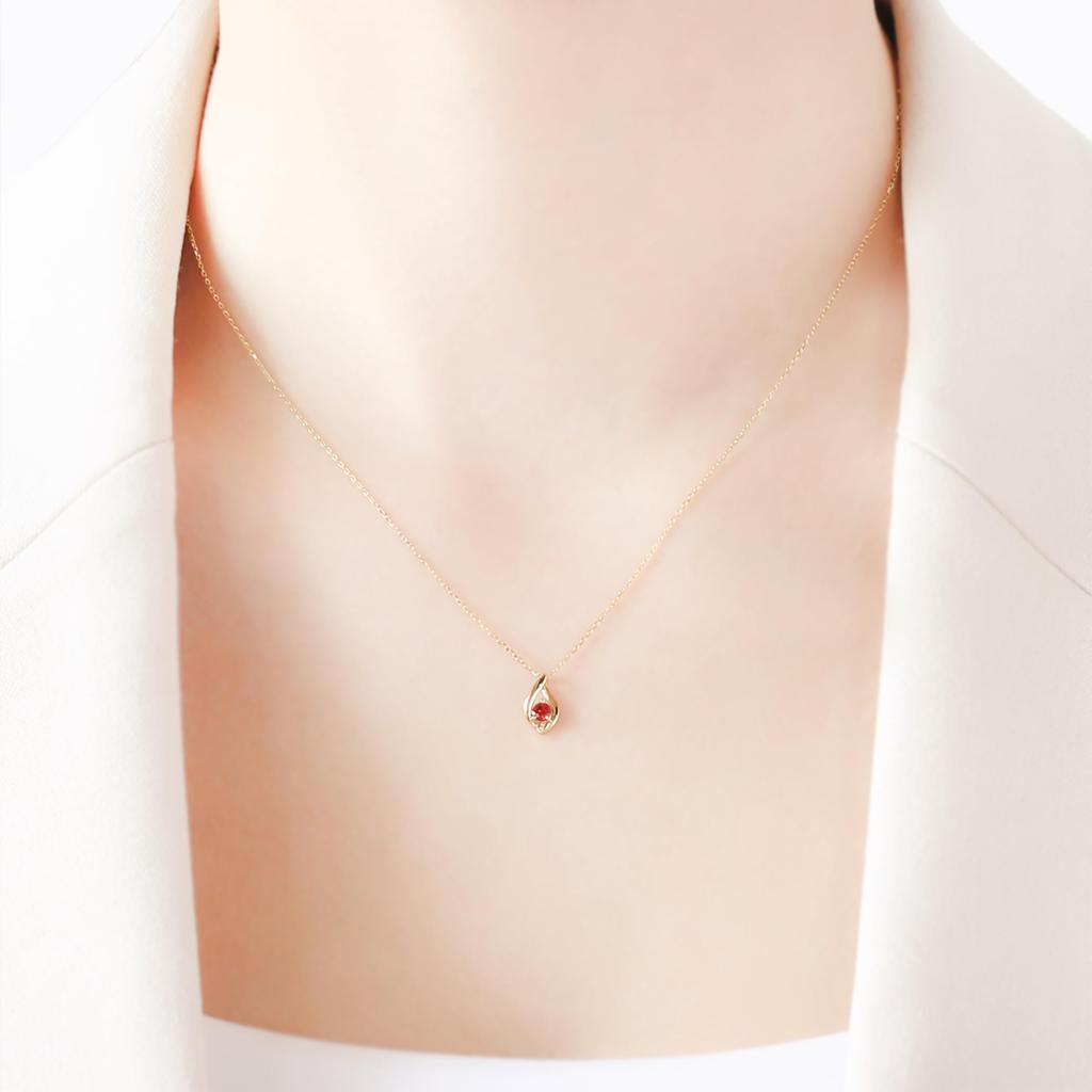 ESTELLE Necklace K10 Yellow Gold January Birthstone Garnet Teardrop Motif [ESTELLE] [Official] [WEB Exclusive] Women's 0452-8185-0019-0000