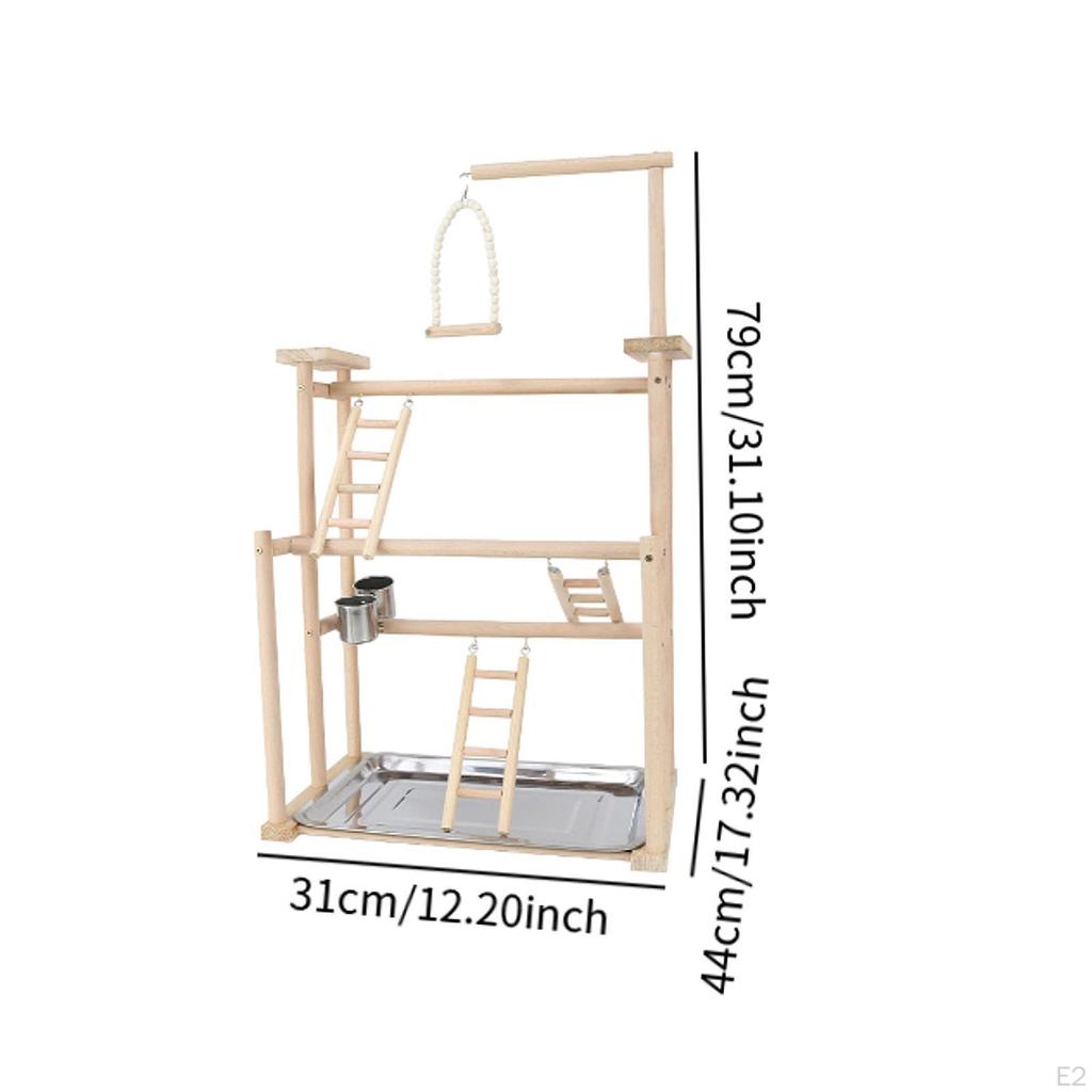Parrot Playground Bird Play Stand,Sturdy,Bird Gym Playpen Ladder Wooden Perch Playstand for