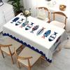 Cute Fish Pattern Rectangle Tablecloth for Table Decor Reusable Farmhouse Kitchen Dining Tablecloth Wedding Party Decorations