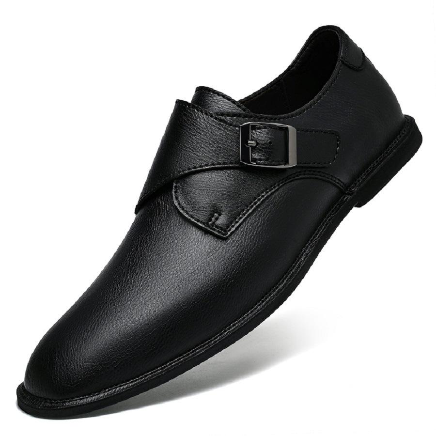 Men's shoes retro pointed casual leather shoes large size men's Brock British lazy shoes one pedal Doudou shoes