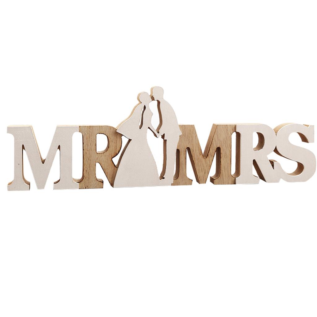 A20F-Wooden Mr And Mrs Signs For Wedding Table Decoration, Wedding Present For Party Table Photo Props Dinner Decoration