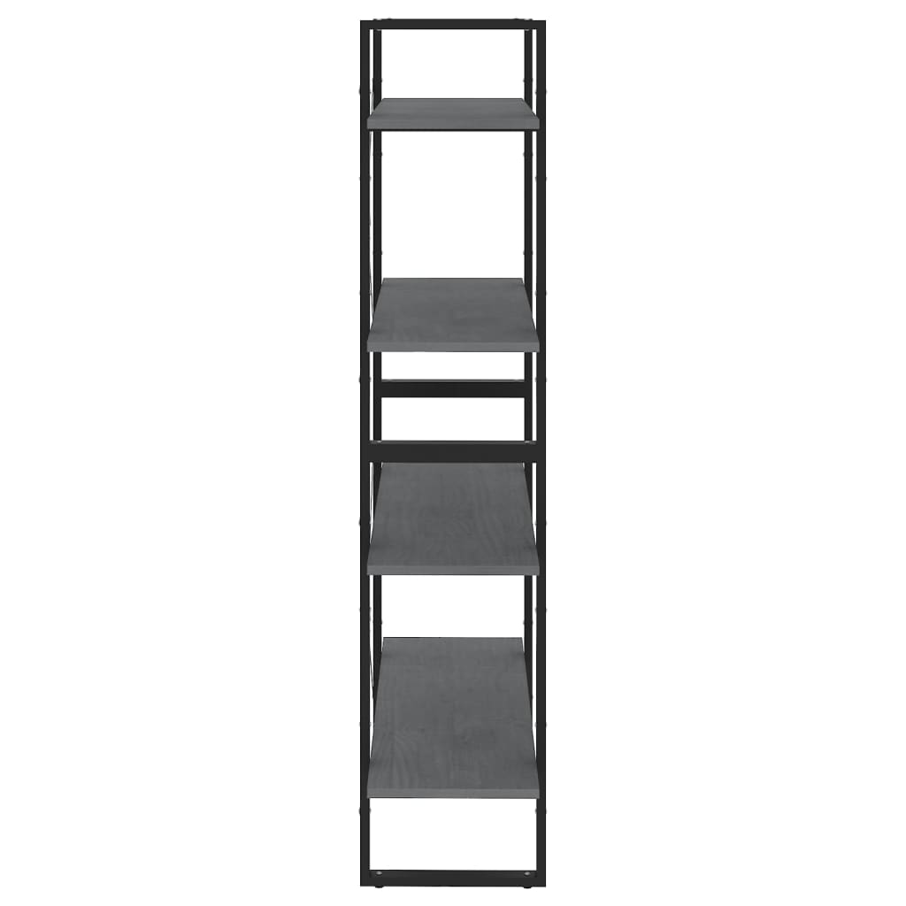 Bookshelf 4 Shelves Grey 80 x 30 x 140 cm Solid Pine Wood