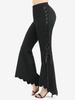 Rosegal Plus Size Lace Up Side Scalloped Hem Solid High Low Asymmetric Flare Pants