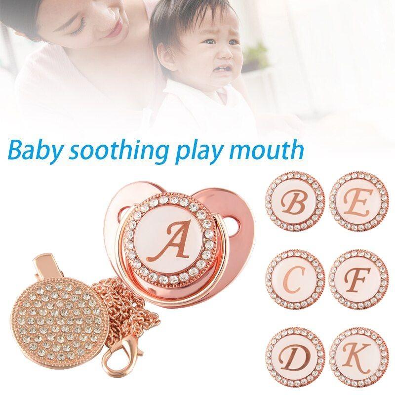 Stunning Crystal Rhinestone Baby Soothers And Pacifier Clips Bpa-free Silicone