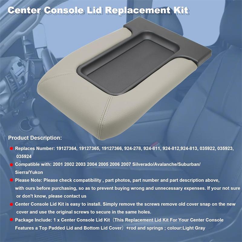 Car Armrest Box Center Console Lid Leather Armrest Cover For Cadillac GMC Vehicles 19127364 Interior Accessories
