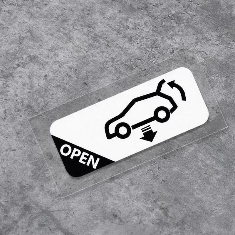 Personalized Car Trunk Auto Opening Prompt Sticker Electric Vehicle Warning Decal Waterproof Car Accessories Decoration