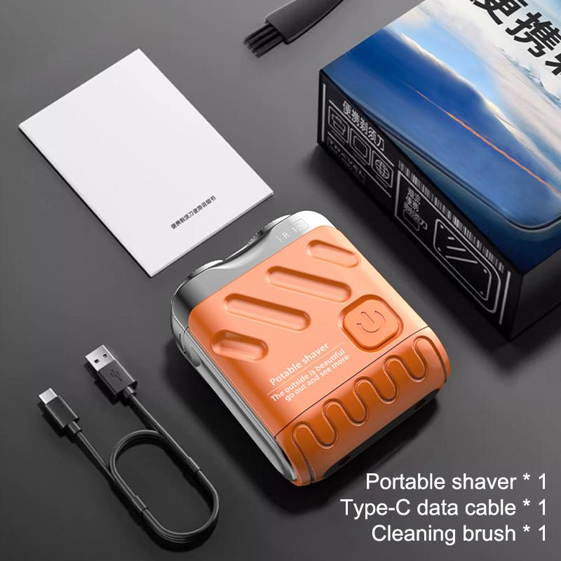 Mini Electric Shaver Dual Head Waterproof Type-C Rechargeable Shaver Travel Rotary Razor Men'S Portable Hair Beard Trimmer Tool