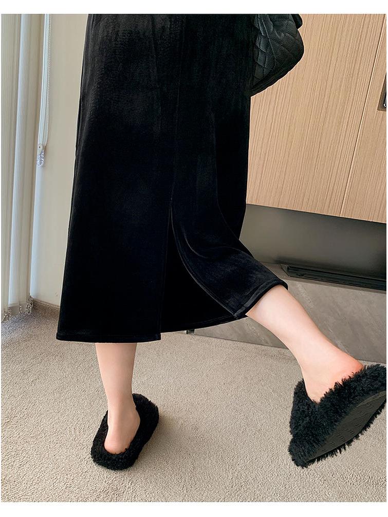 Schwarzer Samt-Midirock für Damen - Petite, Hüftbetont, H-Linie (Frühjahr/Herbst 2026)