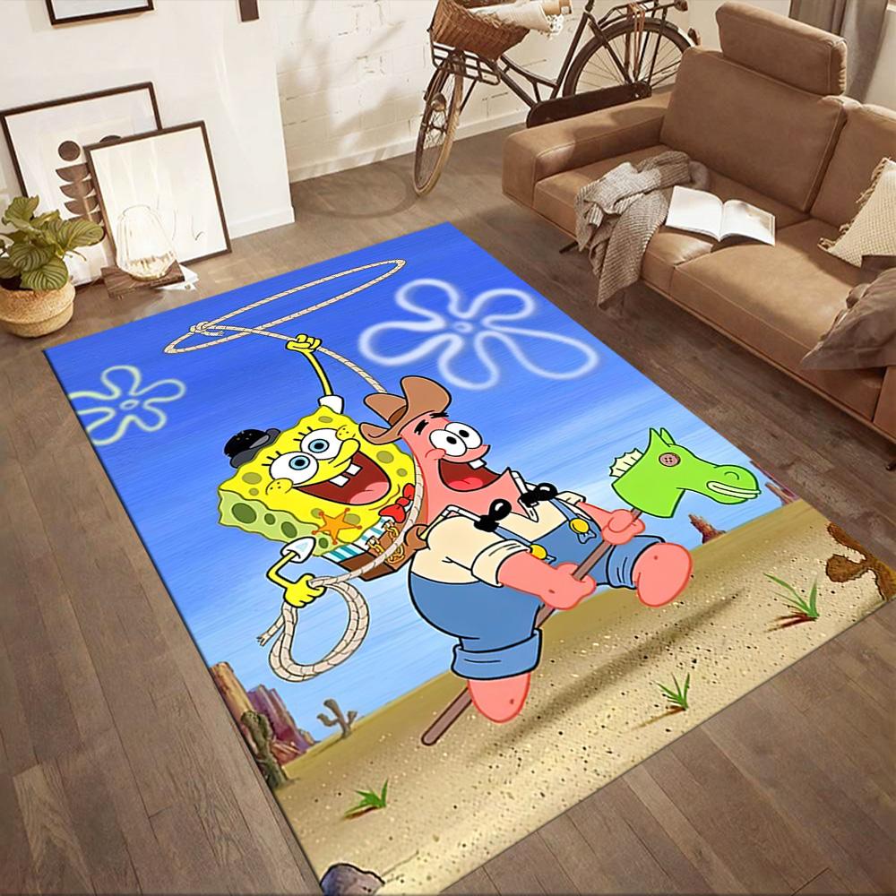 Spongebob And Friends Adventure Square Rugs Are a Great Choice for Living Rooms, Bedrooms, Home Décor, and As Gifts.